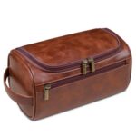 Custom Leather Dopp Kit Toiletry Bag for Men Women Hanging Travel Cosmetic Organizer Large Traveling Makeup - 3