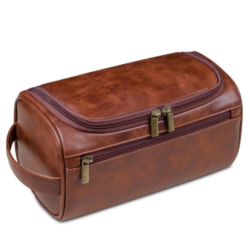 Custom Leather Dopp Kit Toiletry Bag for Men Women Hanging Travel Cosmetic Organizer Large Traveling Makeup - 3