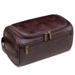 Custom Leather Dopp Kit Toiletry Bag for Men Women Hanging Travel Cosmetic Organizer Large Traveling Makeup - 5