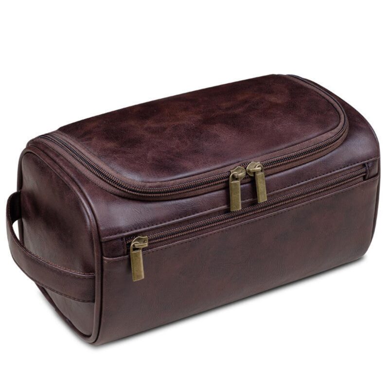 Custom Leather Dopp Kit Toiletry Bag for Men Women Hanging Travel Cosmetic Organizer Large Traveling Makeup - 5