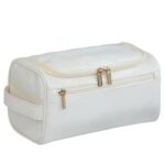 Custom Leather Dopp Kit Toiletry Bag for Men Women Hanging Travel Cosmetic Organizer Large Traveling Makeup - 6