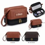 Custom Leather Double Layer Men's Toiletry Bag