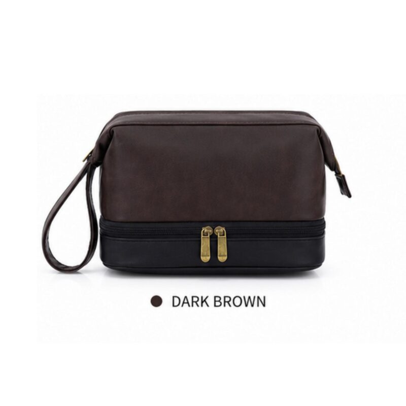 Custom Leather Double Layer Men's Toiletry Bag - 2