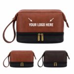 Custom Leather Double Layer Men's Toiletry Bag