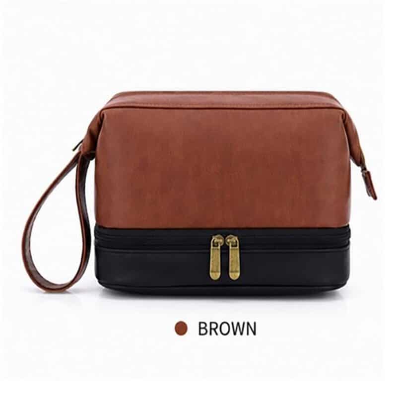 Custom Leather Double Layer Men's Toiletry Bag - 2
