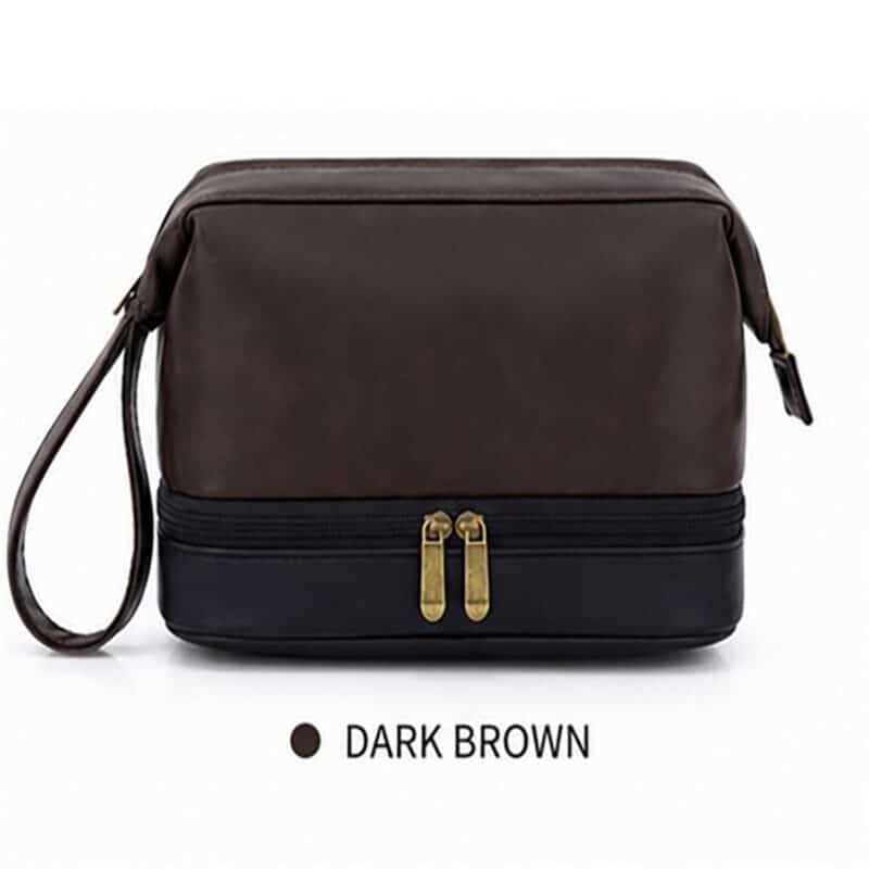 Custom Leather Double Layer Men's Toiletry Bag - 3