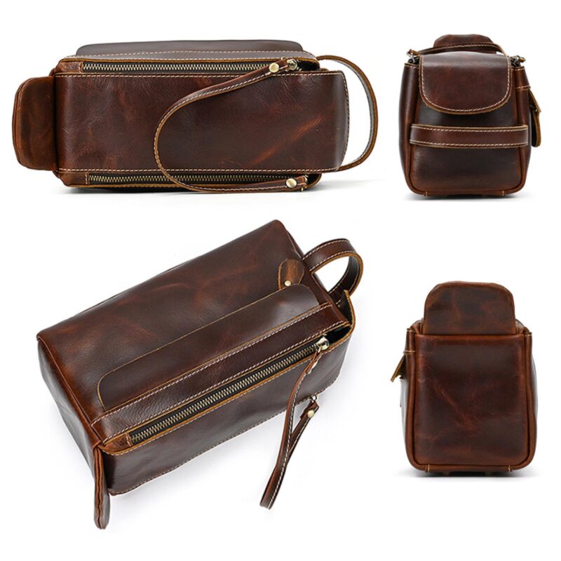 Custom Leather Handmade Travel Toiletry Bag - 1