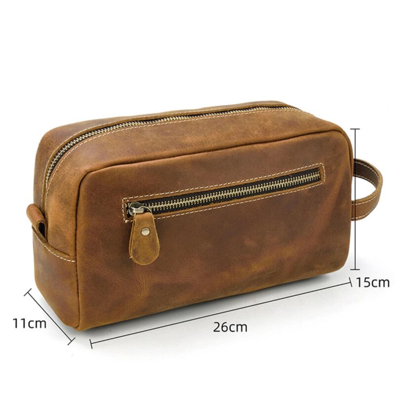 Custom Leather Travel Toiletry Bag - 1