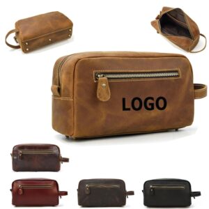 Custom Leather Travel Toiletry Bag