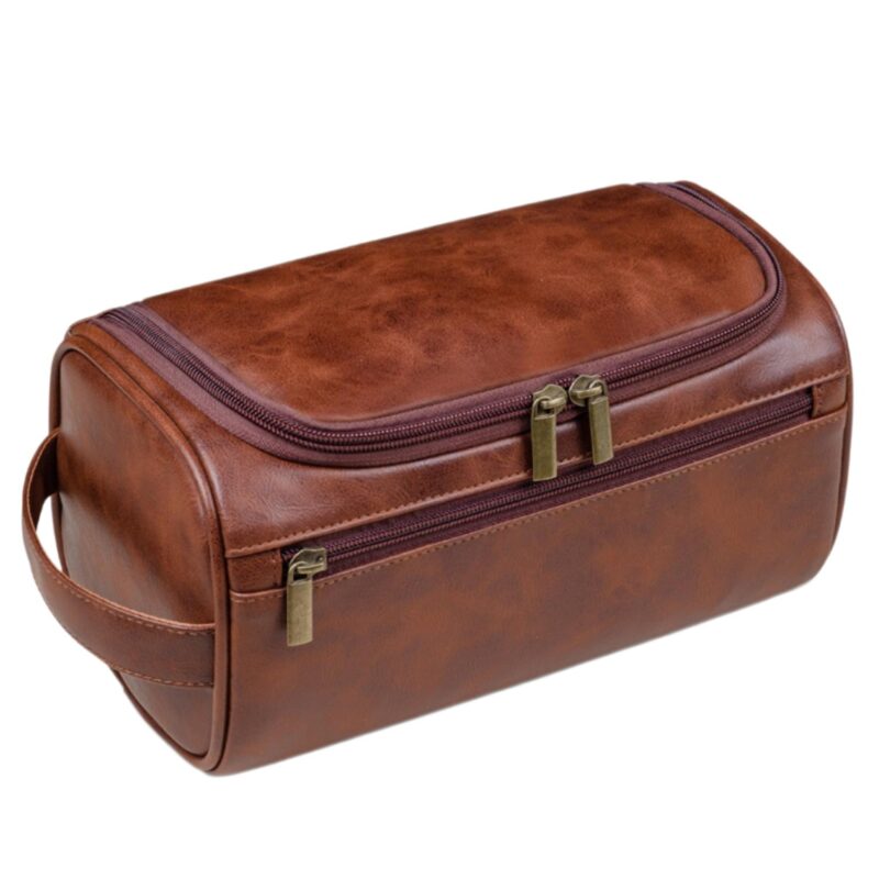 Custom Leather Travel Toiletry Dopp Kit - 2