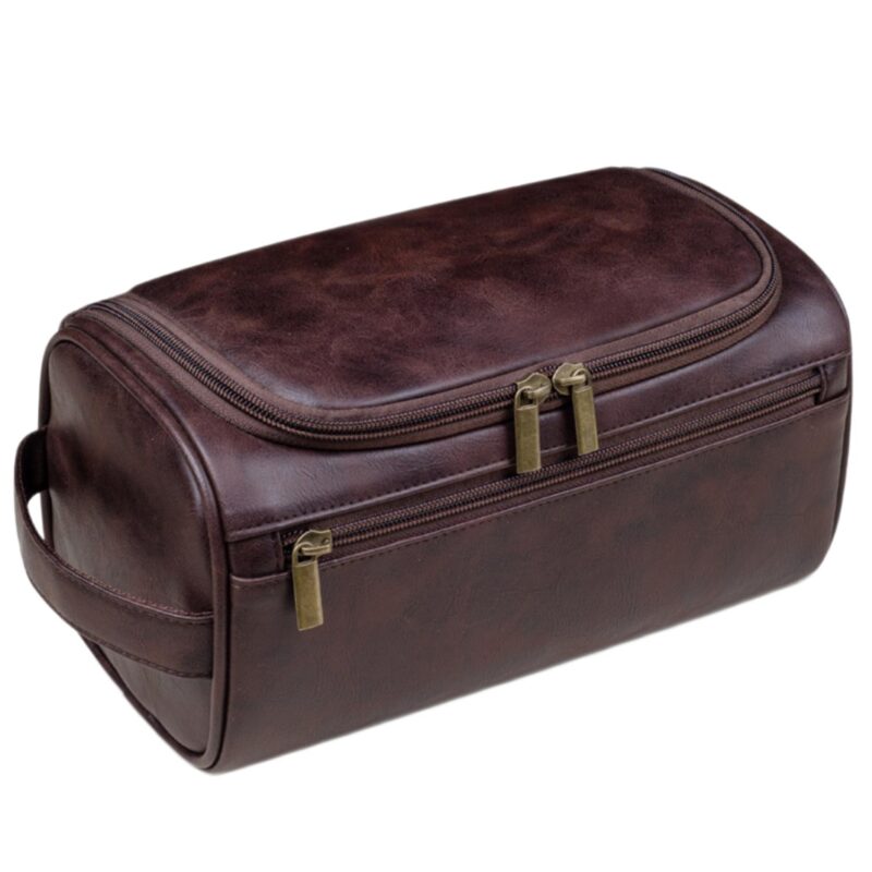 Custom Leather Travel Toiletry Dopp Kit - 3