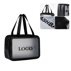 Custom Matte Translucent Toiletry Bag With Handy Handle