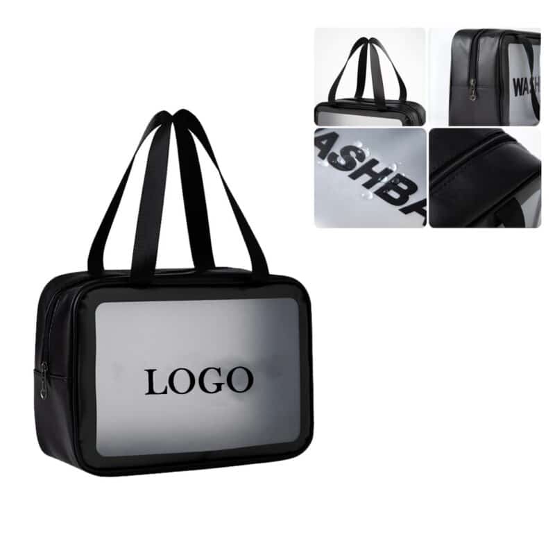 Custom Matte Translucent Toiletry Bag With Handy Handle