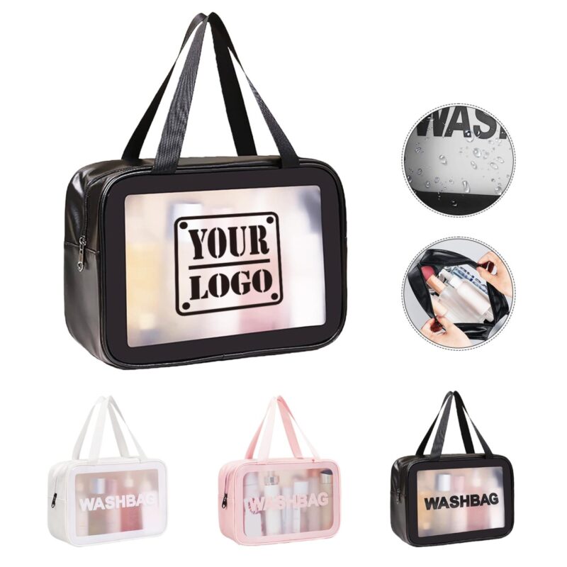 Custom Matte Translucent Toiletry Bag with Handy Handle