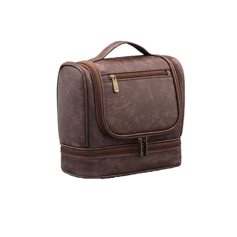 Custom Men Hanging Leather Toiletry Bag - 1