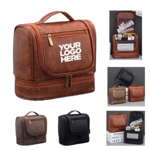 Custom Men Hanging Leather Toiletry Bag