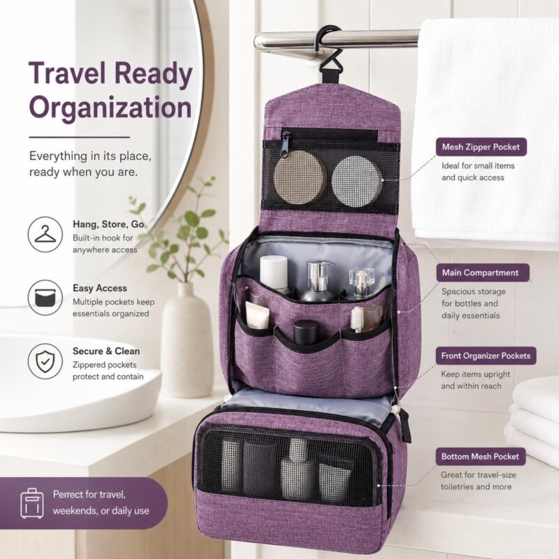 Custom Men's Hanging Travel Toiletry Bag - 4