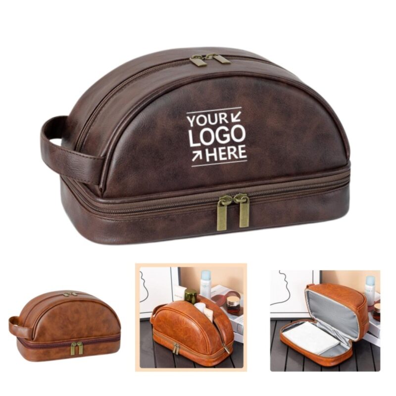 Custom Men's Leather Travel Toiletry Bag