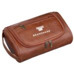 Custom Men's Leather Travel Toiletry Bag with Handle - 6