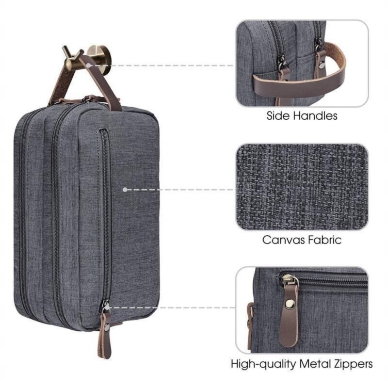 Custom Men's Travel Toiletry Bag Portable Waterproof Nylon Storage Bag Double Pocket - 4