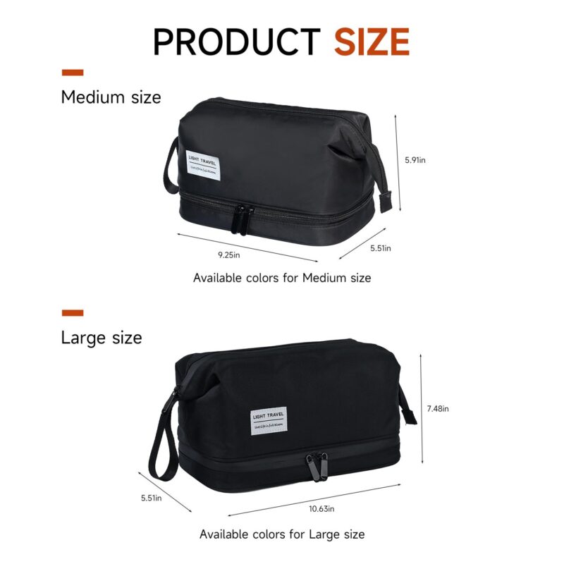 Custom Mens Travel Toiletry Bag with Waterproof Wet/Dry Compartment - 2