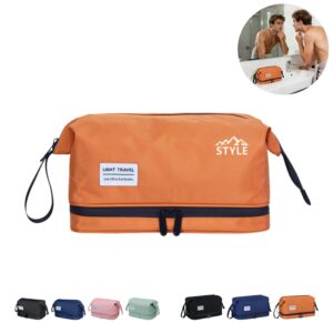 Custom Mens Travel Toiletry Bag with Waterproof Wet/Dry Compartment