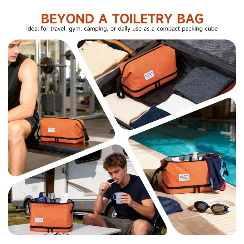 Custom Mens Travel Toiletry Bag with Waterproof Wet/Dry Compartment - 7