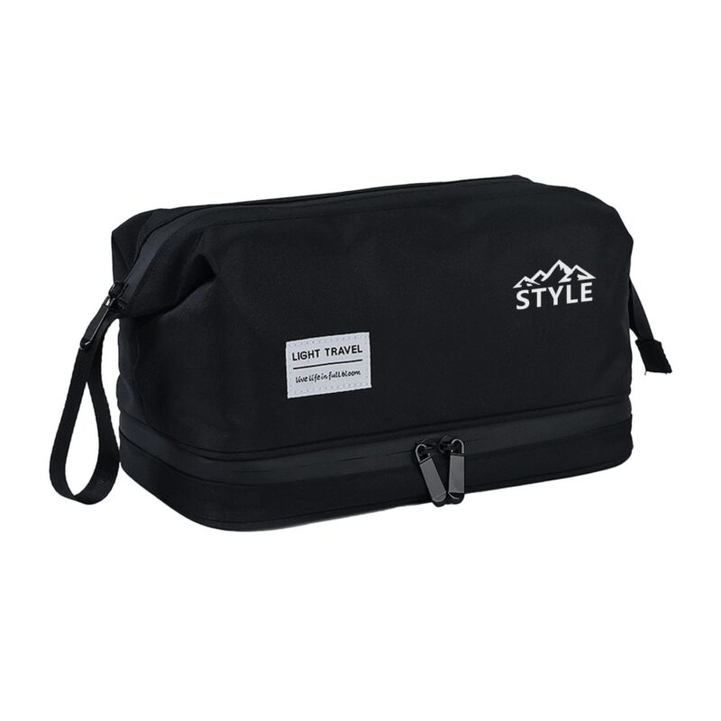 Custom Mens Travel Toiletry Bag with Waterproof Wet/Dry Compartment - 8