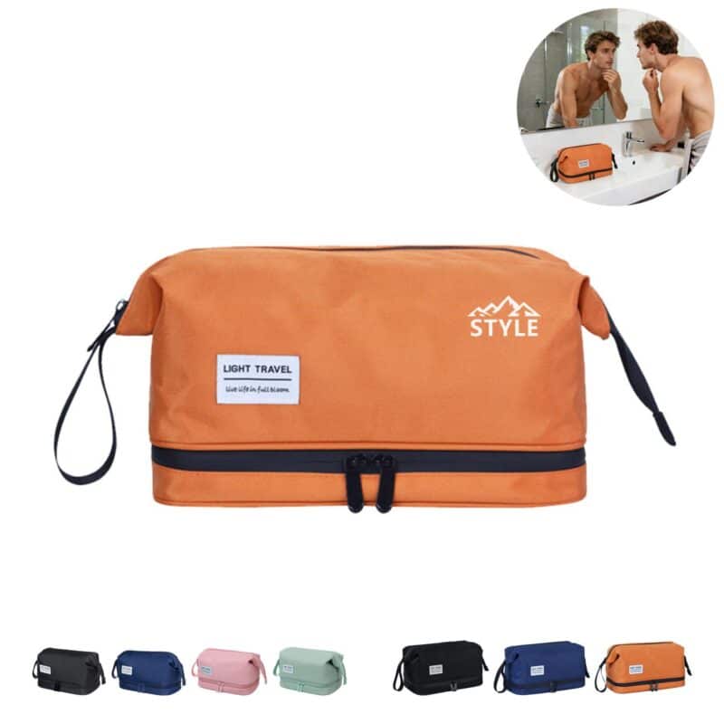 Mens-Travel-Toiletry-Bag-with-Waterproof-WetDry-Compartment-ASIX245 Custom Mens Travel Toiletry Bag with Waterproof Wet/Dry Compartment