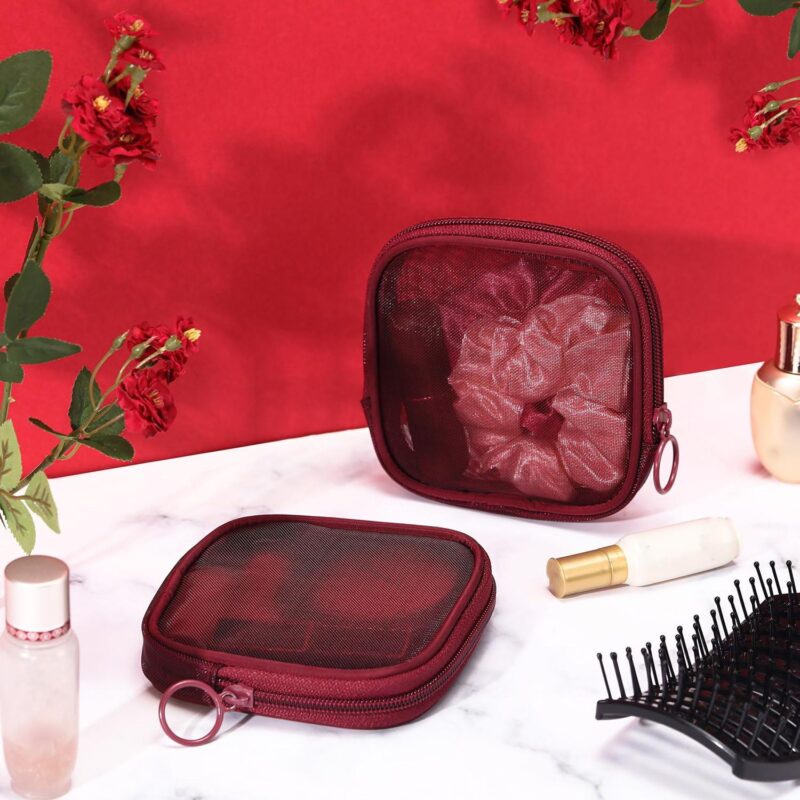 Custom Mesh Cosmetic Travel Toiletry Bag with Zipper - 3