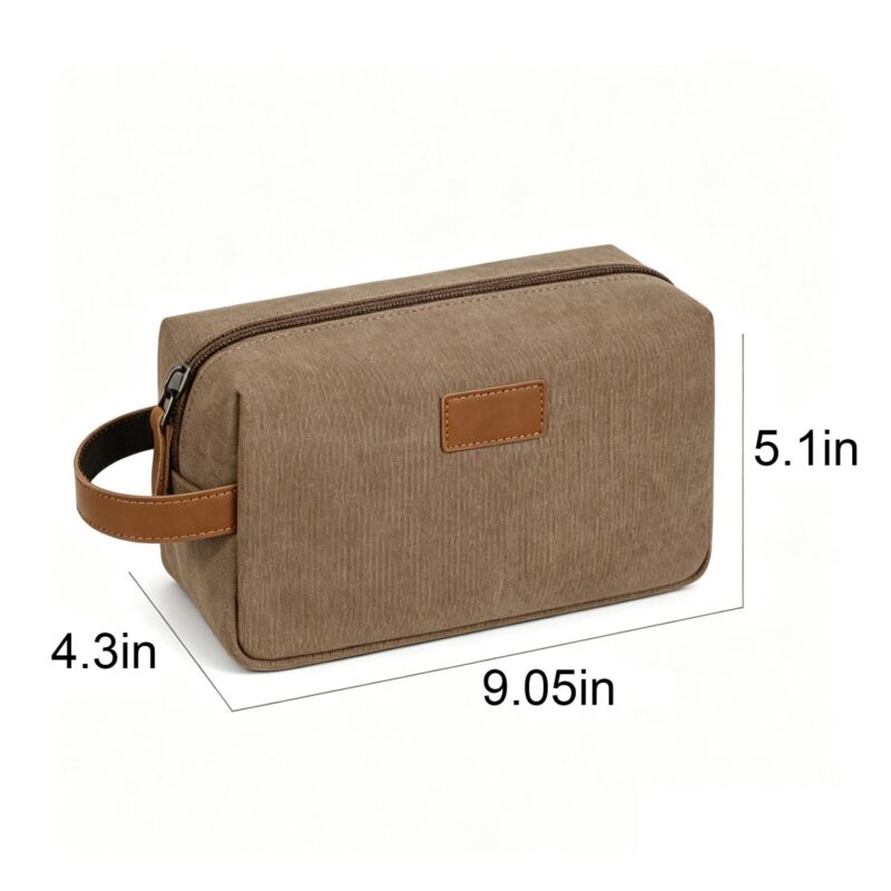 Custom Minimalist Canvas Toiletry Dopp Kit Bag W/ Side Handle - 1