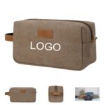 Custom Minimalist Canvas Toiletry Dopp Kit Bag W/ Side Handle