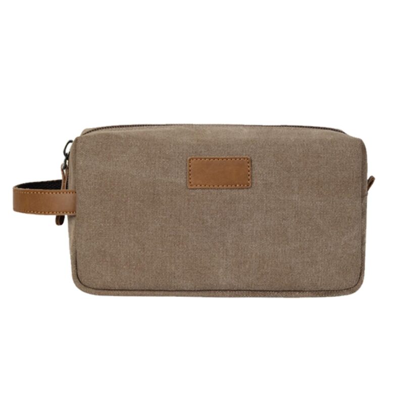 Custom Minimalist Canvas Toiletry Dopp Kit Bag W/ Side Handle - 3