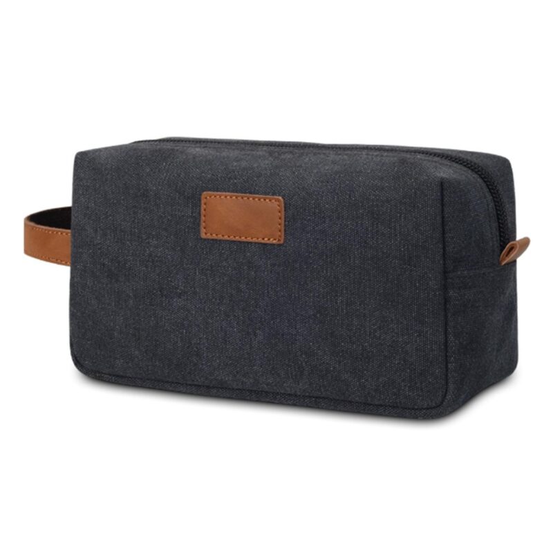 Custom Minimalist Canvas Toiletry Dopp Kit Bag W/ Side Handle - 5