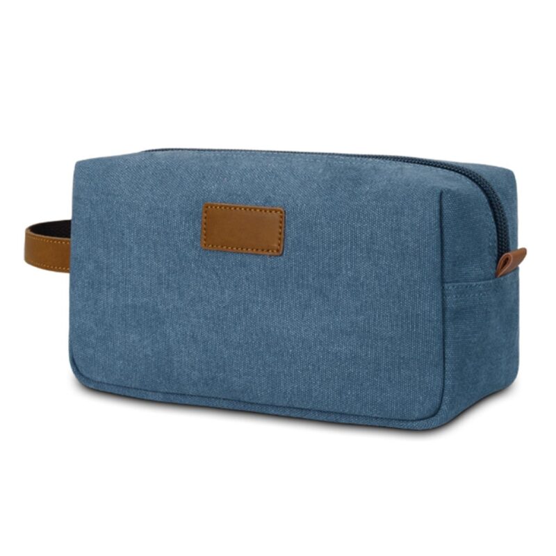 Custom Minimalist Canvas Toiletry Dopp Kit Bag W/ Side Handle - 6