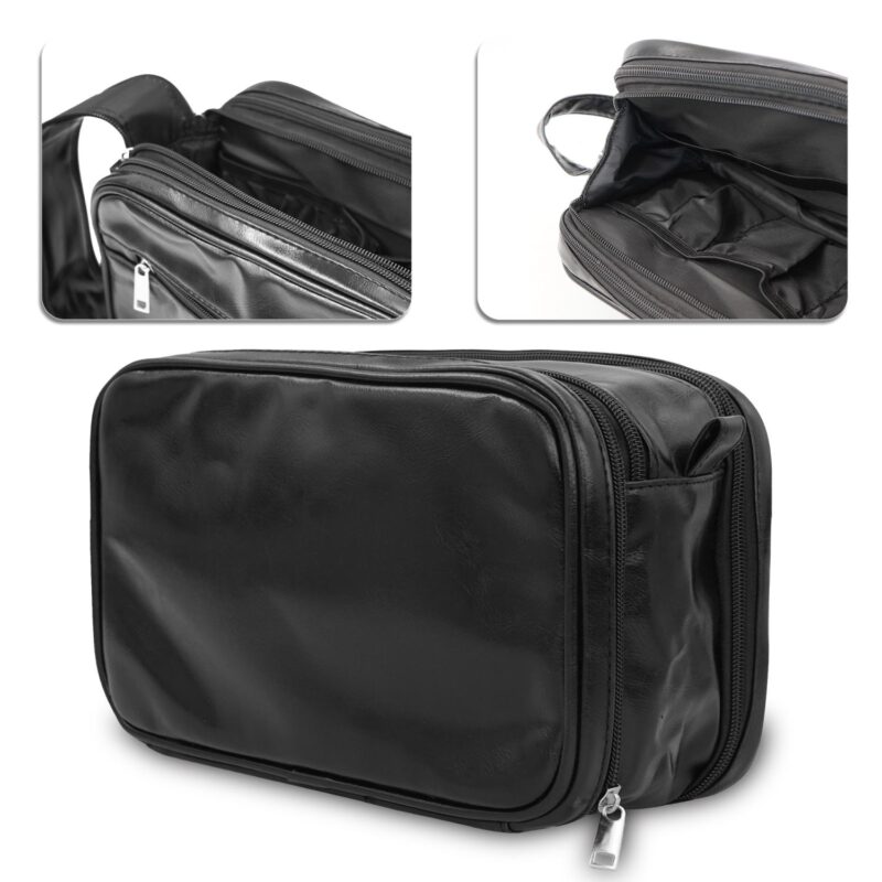 Custom Multi-Compartment Leather Toiletry Bag
