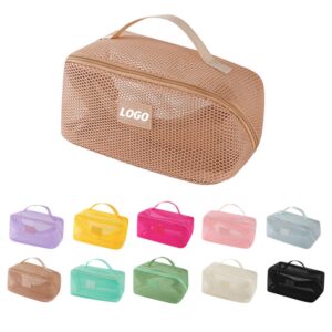 Custom Nylon Mesh Large Capacity Travel Cosmetic Toiletry Bag