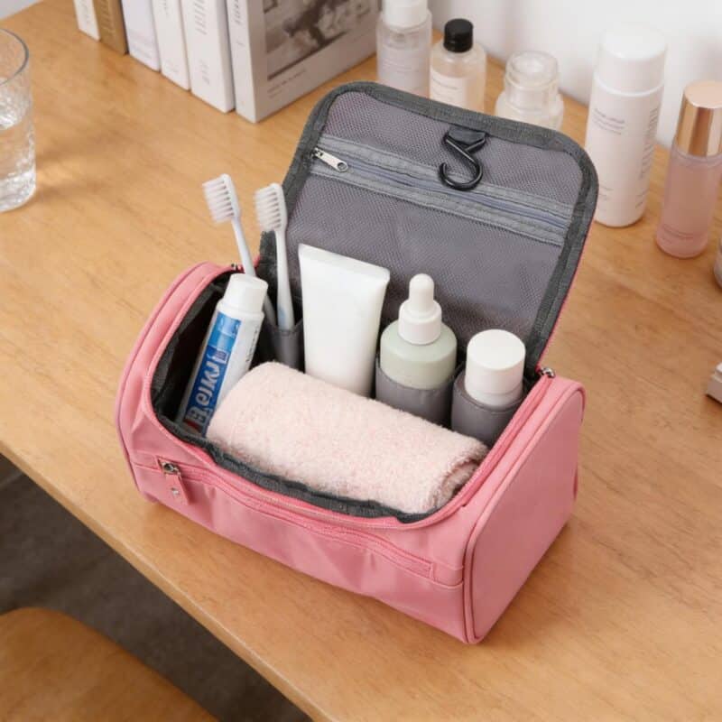 Custom Oxford Portable Travel Toiletry Bag W/ Hanging Hook - 4