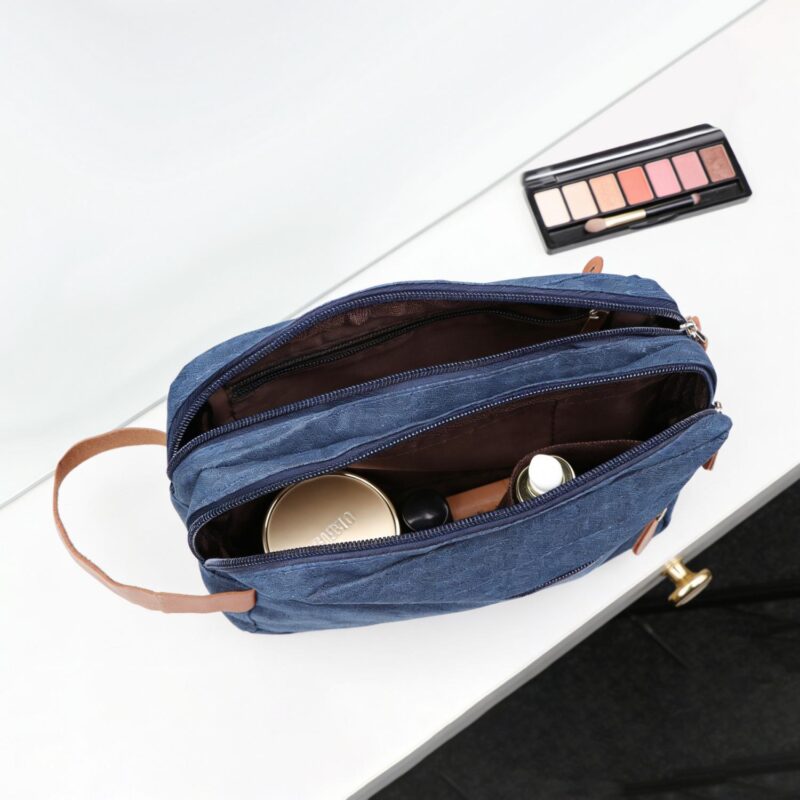 Custom Oxford Travel Toiletry Bag Portable Makeup W/ Handle - 4