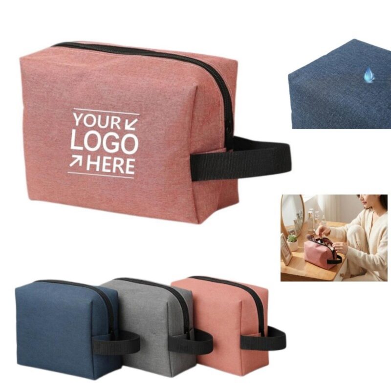 Oxford-Travel-Toiletry-Bag-WHandle-AAM044 Custom Oxford Travel Toiletry Bag W/Handle