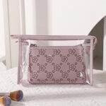 Custom PU Embossed Toiletry Bag Cosmetic Set of 2 Pcs - 1