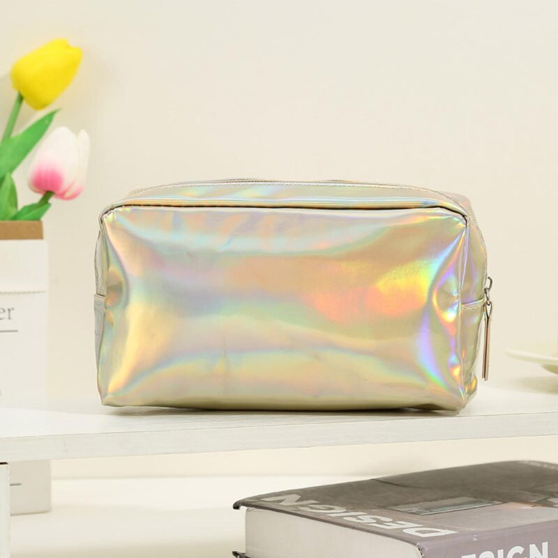 Custom PU Holographic Makeup Bag Waterproof Cosmetic Pouch