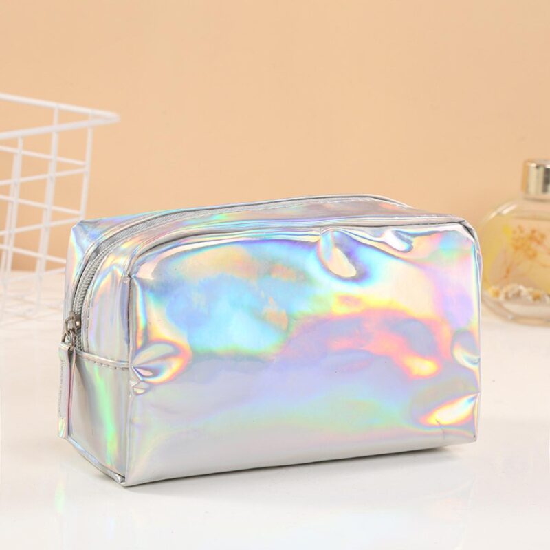 Custom PU Holographic Makeup Bag Waterproof Cosmetic Pouch