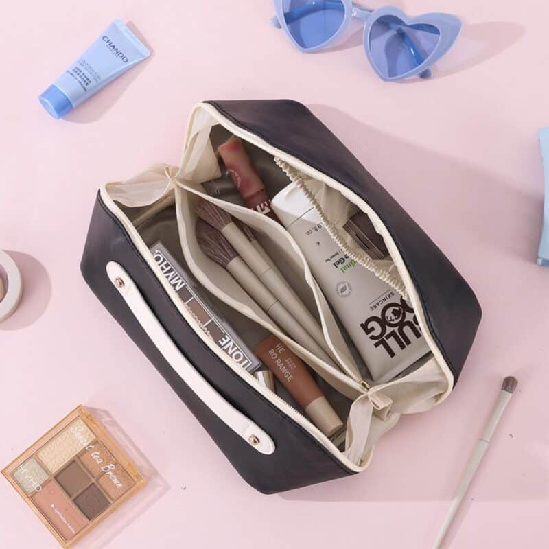 Custom PU Leather Makeup Case Waterproof Travel Toiletry Bag - 7