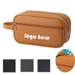 Custom PU Leather Multifunctional Waterproof Dual-Layer Large-Capacity Toiletry Bag