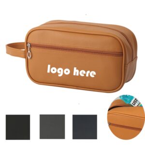 Custom PU Leather Multifunctional Waterproof Dual-Layer Large-Capacity Toiletry Bag