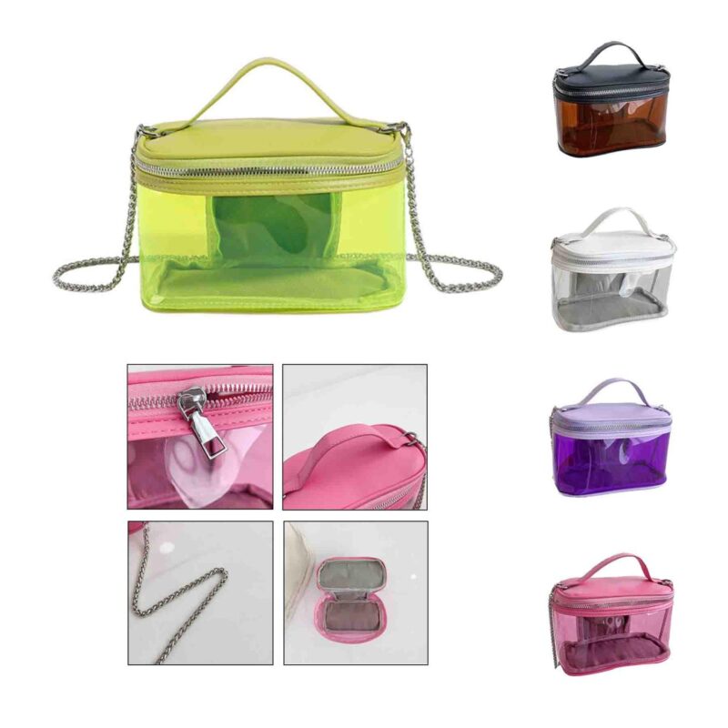 Custom PU Leather Transparent Makeup Toiletry Bag