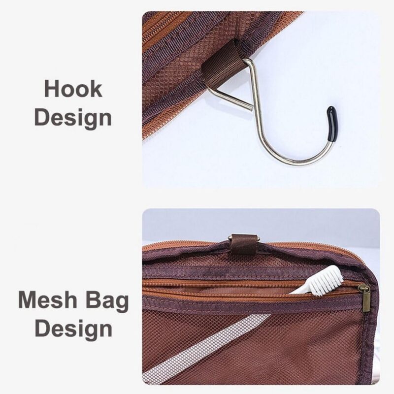 Custom PU Leather Travel Toiletry Bag With Hook - 1