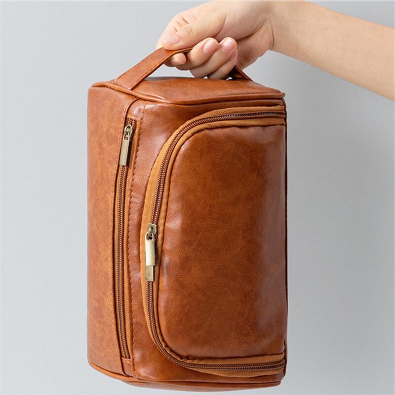 Custom PU Leather Travel Toiletry Bag With Hook - 3