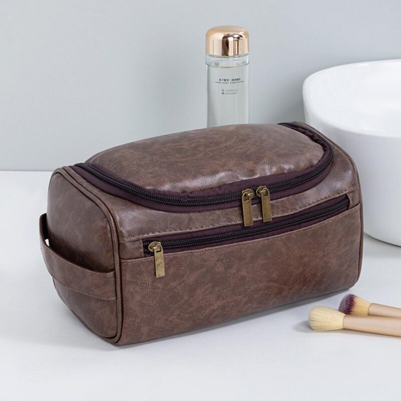 Custom PU Leather Travel Toiletry Bag With Hook - 5